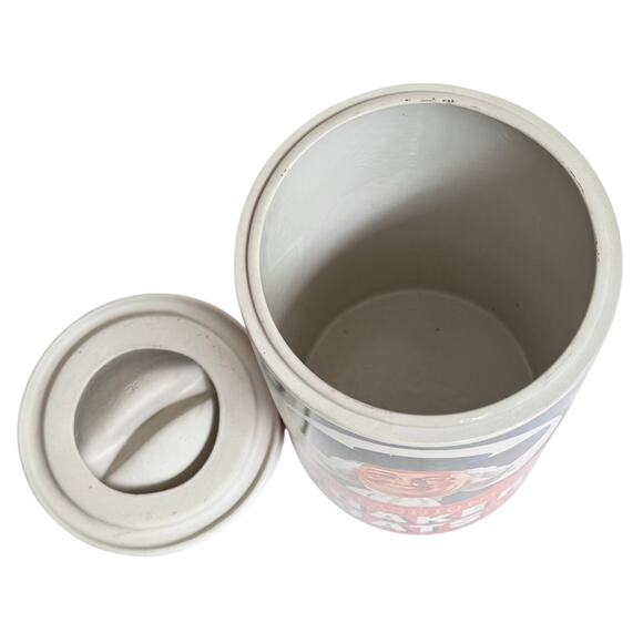 VTG Old Fashioned QUAKER OATS COOKIE JAR Canister & Lid Oatmeal Cookie Recipe - Picture 3 of 5